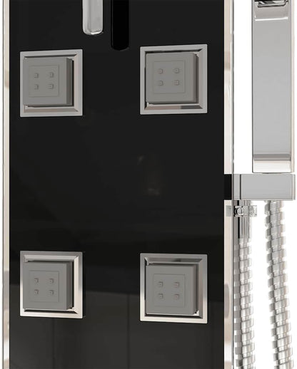 Douchepaneel – Douchezuil – Douchesysteem – Douchekolom – Regendouche – Roestvrij Staal & Gehard Glas – Zwart 18x45,5x130 cm