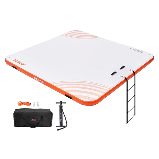 VEVOR Opblaasbaar zwemdok, 2,13 x 2,13 m, opblaasbaar dockplatform, antislip water-zwemdockmat met draagbare draagtas en afneembare ladder, zwemplatform-eilandvlot voor zwembad