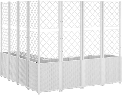 Planter with Trine Grate, White, 160 x 160 x 140 cm, Rectangular Large Flower Pot for Indoor and Outdoor Use, Frost-Resistant, UV Protection - QUORE