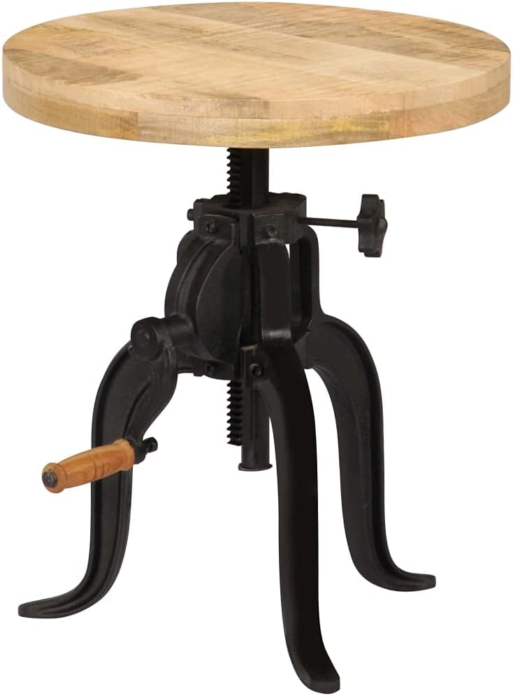 vidaXL Solid Mango Wood Side Table Cast Iron Furniture Table Living Room Table