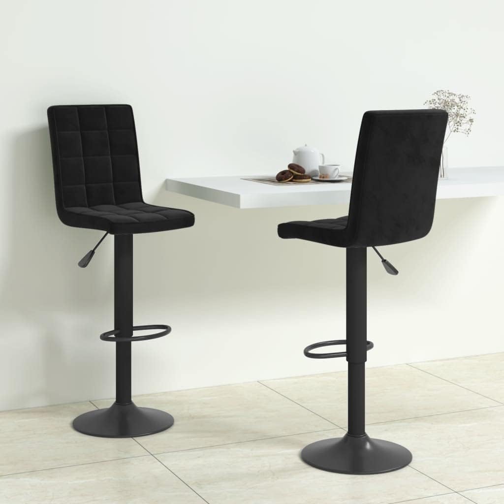 vidaXL Barkrukken 2 st fluweel zwart, barkrukje, bar kruk, barstoel, barkrukjes, bar krukken, barstoelen, bar stoel, bar stoelen, kruk, krukken