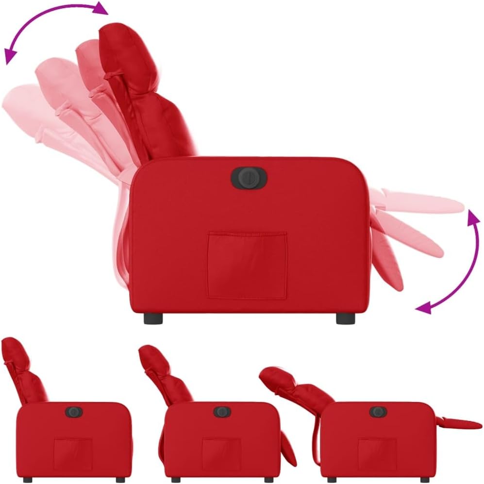Gecheer Reclining Chair, Reclining Chair, Faux Leather, Red, 66 x 89.5 x 95.5 cm, TV Chair, Reclining Chair, Faux Leather Chair