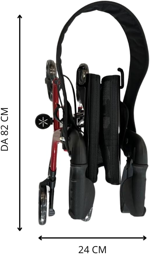 Vitalk Pro SC5023B Opvouwbare rollator, lichte aluminium wandelwagen voor senioren, met remmen, zitting, mand en 4 wielen