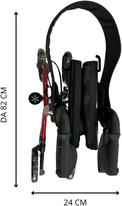 Vitalk Pro SC5023B Opvouwbare rollator, lichte aluminium wandelwagen voor senioren, met remmen, zitting, mand en 4 wielen