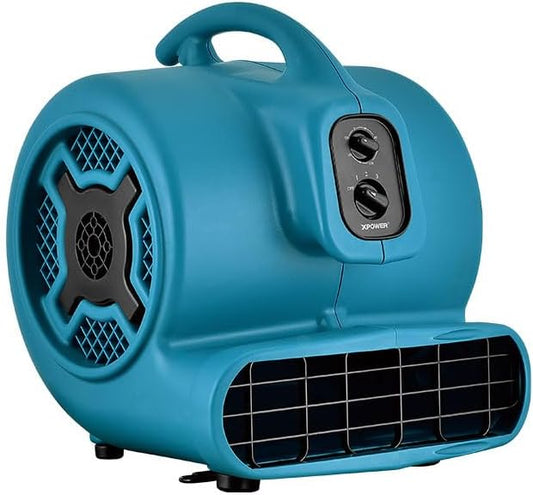 XPower Mighty Centrifugal Air Mover, Carpet Dryer, Floor Fan, Blower, Stackable, Daisy Chain, for Water Damage Restoration, Janitorial, Plumbing, Home Use (Blau, P-850T 3200CFM)
