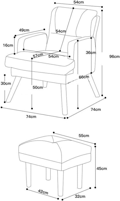 Fauteuil – Relaxstoel – Zithoek – Lounge Chair – Poef – Corduroy Bekleding – Met Voetenbank – Ergonomisch Ontwerp – Stevig Metalen Frame