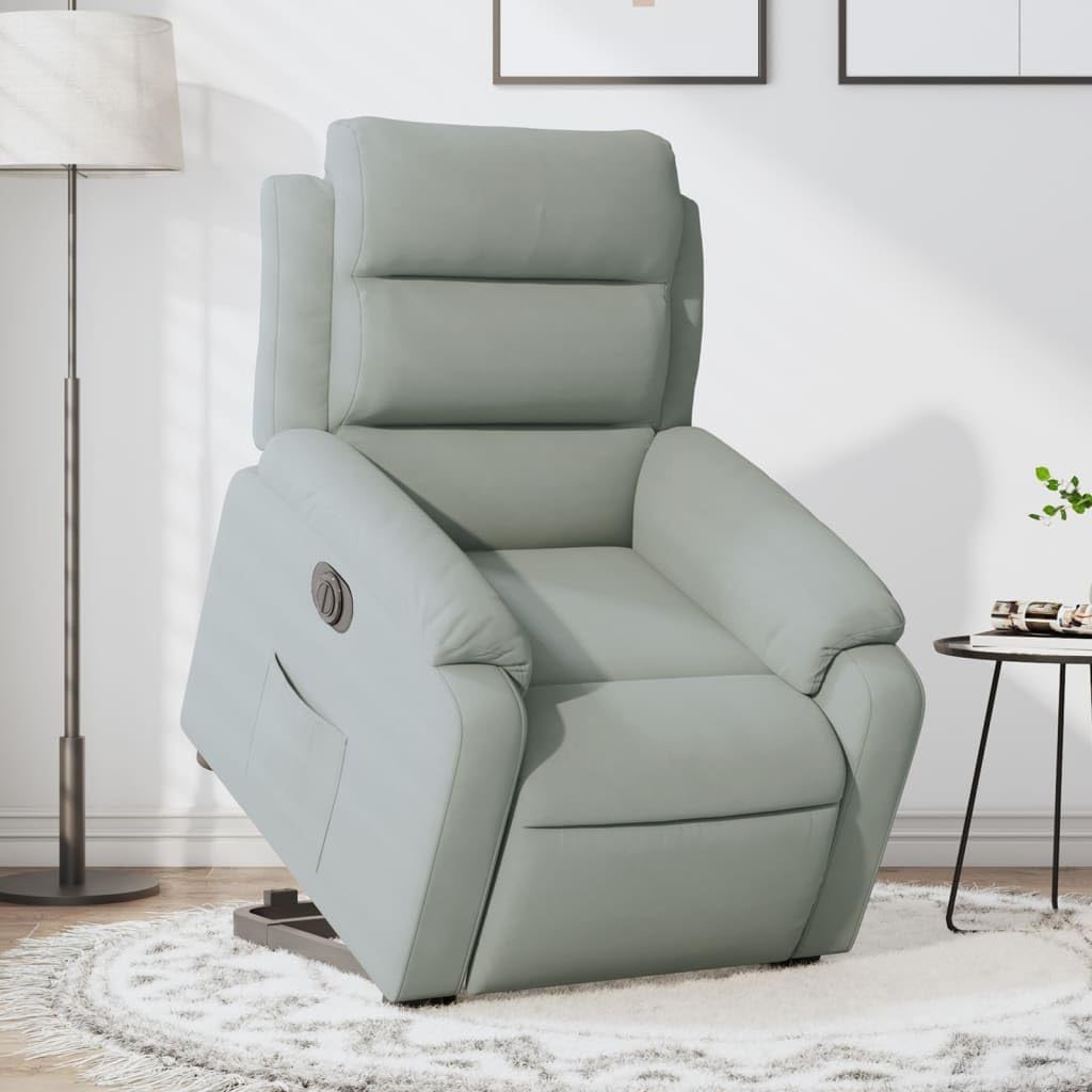 Elektrische Relaxstoel – Sta-Op Stoel – Verstelbare Fauteuil – Elektrisch Ligstoel – Relaxfauteuil Lichtgrijs – Sta-Op Functie – Fluwelen Bekleding