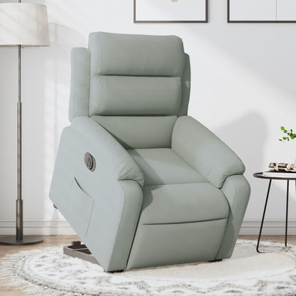 Elektrische Relaxstoel – Sta-Op Stoel – Verstelbare Fauteuil – Elektrisch Ligstoel – Relaxfauteuil Lichtgrijs – Sta-Op Functie – Fluwelen Bekleding
