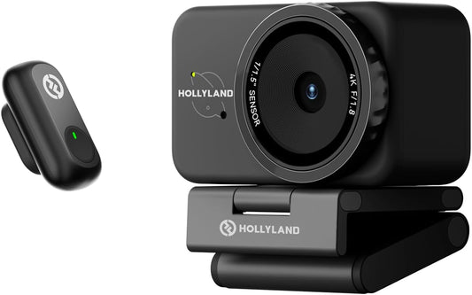 Hollyland Lyra Webcam: UHD 4K Webcam voor PC/Mac, 1/1.5" Sensor, Autoframing, PDAF, HDR - Geschikt voor Live Streaming, Videobellen & Gamen - Werkt met Zoom, Teams, Twitch en Meer (Lark A1+Lyra)