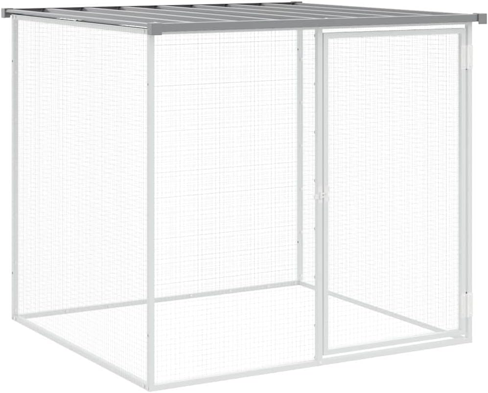 Kippenren – Kippenhok – Dierenren – Kippenkooi – Ren Met Dak – Gegalvaniseerd Staal – 203x98x90 cm – Weerbestendig & Met Vergrendelbare Deur