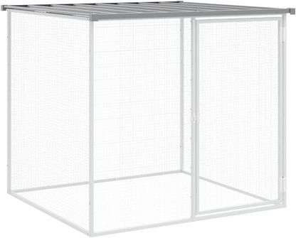 Kippenren – Kippenhok – Dierenren – Kippenkooi – Ren Met Dak – Gegalvaniseerd Staal – 203x98x90 cm – Weerbestendig & Met Vergrendelbare Deur