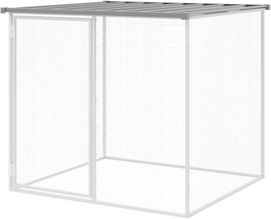 Kippenren – Kippenhok – Kippenren Met Dak – Dierenverblijf – Pluimveeverblijf – Gegalvaniseerd Staal – Groot Formaat 403x98x90 cm