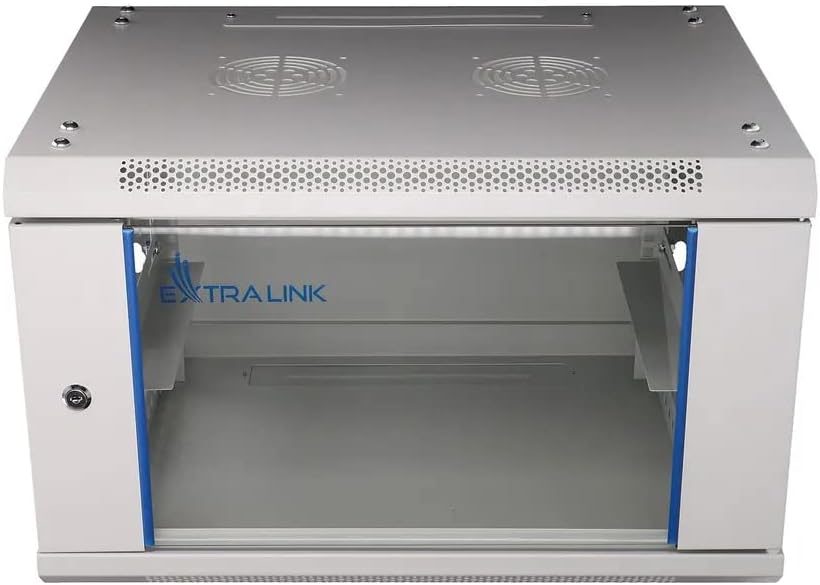Netwerkkast, 19 inch, 6 HE 600 x 450, wandmontage, zelfmonteerbaar frame, afneembare zijwanden voor switches, UPS server, netwerkuitrusting, serverkast, 19 inch, gehard glas, grijs rek, 19 inch