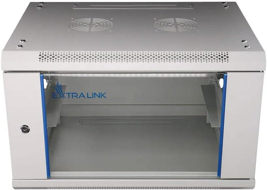 Netwerkkast, 19 inch, 6 HE 600 x 450, wandmontage, zelfmonteerbaar frame, afneembare zijwanden voor switches, UPS server, netwerkuitrusting, serverkast, 19 inch, gehard glas, grijs rek, 19 inch