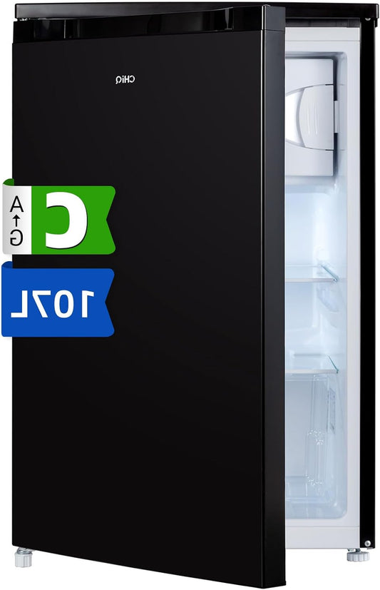 CHiQ CTT107BC, Refrigerator Tabletop, 107 Litre, 37dB Super Quiet, With Freezer, 7 Temperature Controllers, Compact Black Design, 87 kWh per Year, 12 Year Warranty on Compressor - QUORE