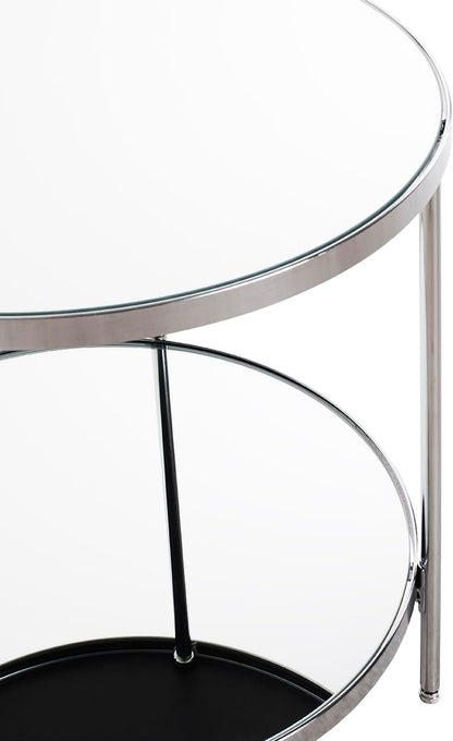 HAKU Bijzettafel chroom, Metaal, spiegel 5 mm - Maat: H 46 cm x Ø 44 cm, Stijl: Art Deco
