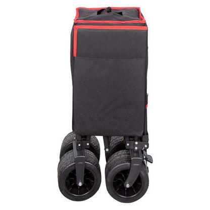 AKTIVE Strandtafelwagen, voor het transporteren van strand-, tuin- of campingaccessoires, zwart, 100 kg, stabiele 360° zwenkwielen met rem, meerhoekgreep, tas, afdekkingen, stoelframe (62373)