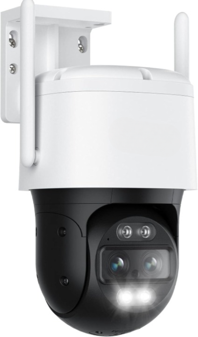 Beveiligingscamera - WiFi-beveiligingscamera - Camerabewaking - 4K Wi-Fi 6 - voor Buiten - met Dubbele Lens - 6X Hybride Zoom - 360° Zicht - Detectie van Personen - Voertuigen - Dieren - Automatisch Volgen - Kleurennachtzicht - Wit