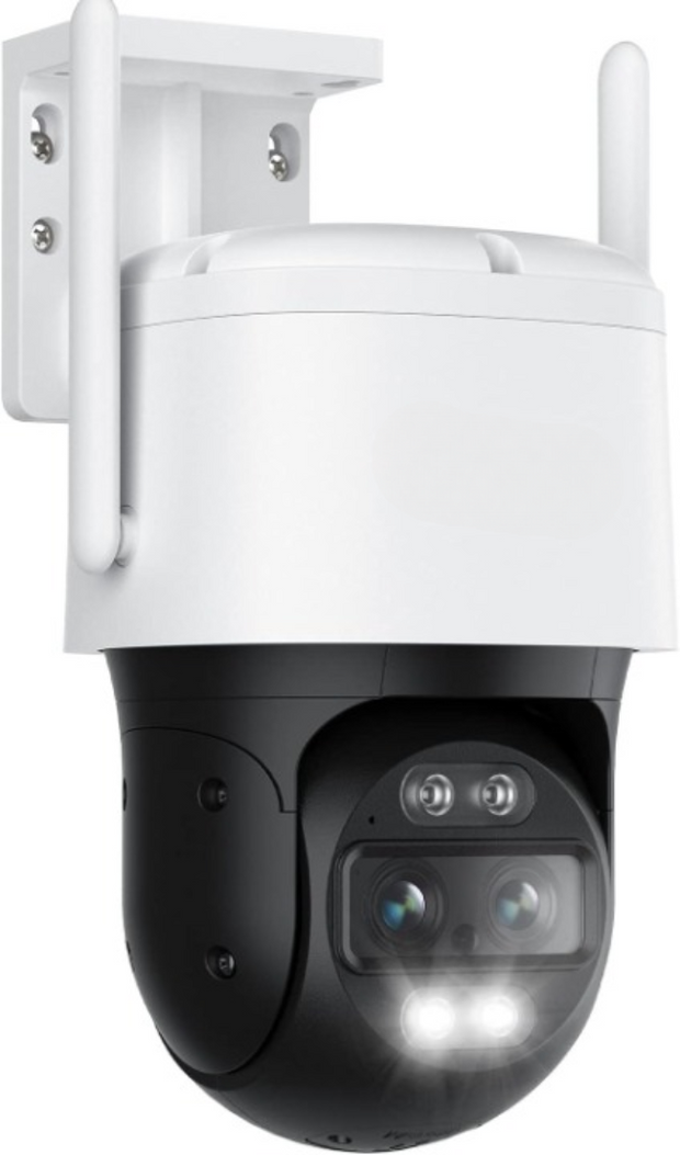 Beveiligingscamera - WiFi-beveiligingscamera - Camerabewaking - 4K Wi-Fi 6 - voor Buiten - met Dubbele Lens - 6X Hybride Zoom - 360° Zicht - Detectie van Personen - Voertuigen - Dieren - Automatisch Volgen - Kleurennachtzicht - Wit