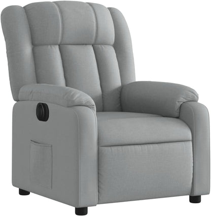 Elektrische Massagestoel – Fauteuil – Verstelbare Rugleuning – Voetsteun – Relaxstoel – Met 6-Punts Vibratiemassage – Elektrische Ligfunctie – Lichtgrijze Gestoffeerde Stoel
