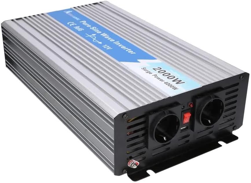 Extralink OPIP 2000 W omvormer 12 V naar 230 V, 2000 W, zuivere sinusgolf, spanningsomvormer voor auto, DC/AC, transformator 12 V naar 230 V, USB-poor