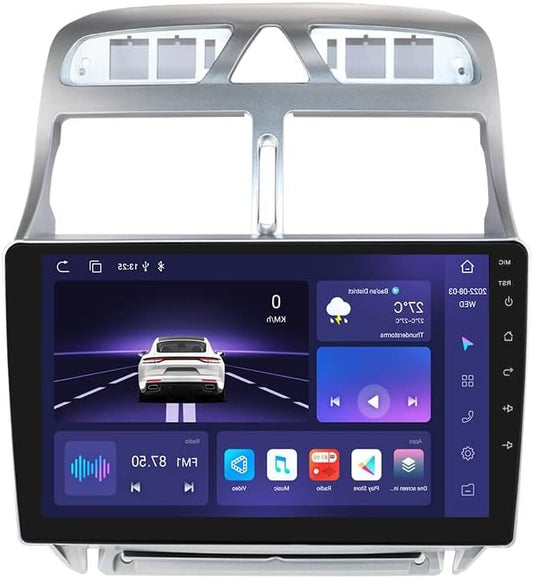 9 Inch Android 13 Stereo Car Radio Wireless CarPlay Android Car for Peugeot 307 307CC 307SW 2002-2013 FM RDS Radio GPS WiFi, 4G LTE Navigation Bluetooth 8-Core Weather Display (4GB+32GB) - QUORE