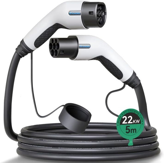 Type 2 naar type 2 oplaadkabel voor elektrische voertuigen 32A 5M 7.4KW IP55 TUV voor elektrische voertuigen IEC 62196-2