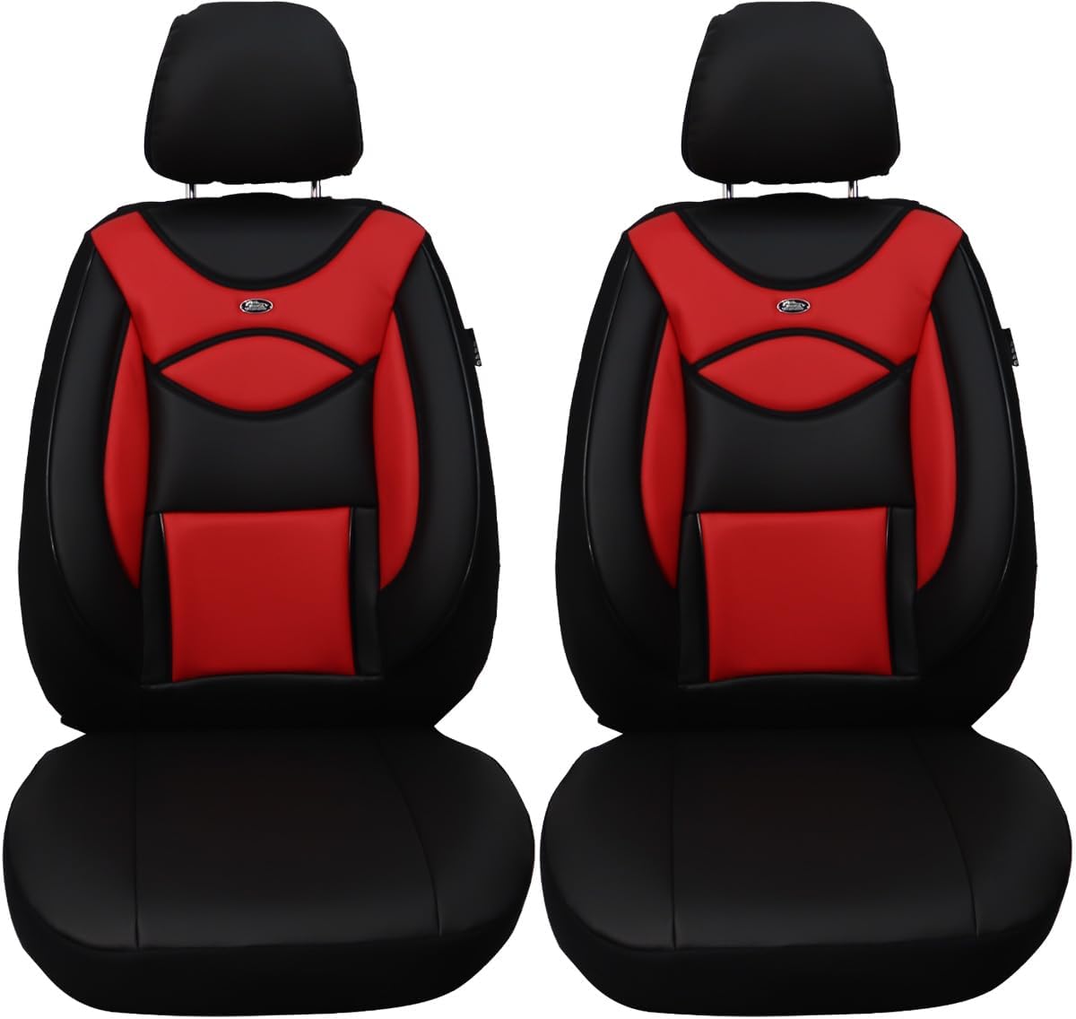 BREMER SITZBEZÜGE Autostoelhoezen van kunstleer, compatibel met VW Golf 6, bestuurder en passagiers vanaf 2008-2013, textielleer, set autostoelhoezen, set van 2 stuks in zwart/rood