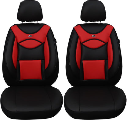BREMER SITZBEZÜGE Autostoelhoezen van kunstleer, compatibel met VW Golf 6, bestuurder en passagiers vanaf 2008-2013, textielleer, set autostoelhoezen, set van 2 stuks in zwart/rood