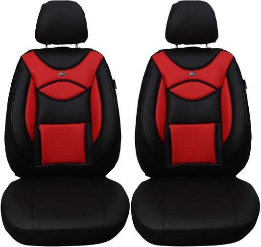 BREMER SITZBEZÜGE Autostoelhoezen van kunstleer, compatibel met VW Golf 6, bestuurder en passagiers vanaf 2008-2013, textielleer, set autostoelhoezen, set van 2 stuks in zwart/rood
