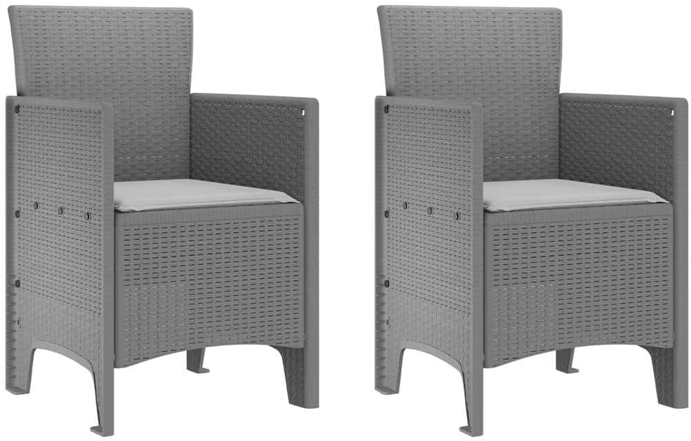 Tuin-eetgroep, 3 stuks, lichtgrijs, polypropyleen, zitgroep met stoelen en tafel, balkonmeubelset voor terras, tuin, balkon - B - QUORE