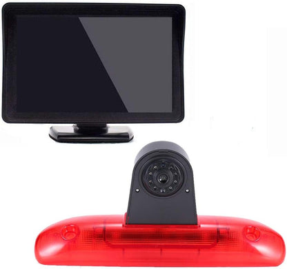 Derde Dak Top Mount Remlamp Omgekeerde Achteruitkijkcamera Hoek en afstand Verstelbare IR Nachtzicht voor Fiat Ducato 244 Bus Kasten/Peugeot Boxer/Citroen Jumper, Reversing Camera+4.3" inch monitor