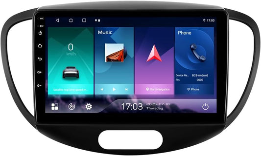 Ossuret Autoradio voor Hyundai I10 (2007-2013), 9 Inch Android 14 Aanraakscherm 2+32GB GPS Navigatie met Carplay Android Auto WiFi Bluetooth Stuurwielbediening DSP USB TPMS OBD2 DAB+
