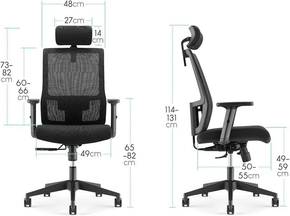 Waytex Acrux Bureaustoel, comfortabel, zwart, bureaustoel, rugleuning, in hoogte verstelbaar, lendensteun, hoofdsteun en armleuningen, verstelbare zitdiepte, draaistoel, synchroon