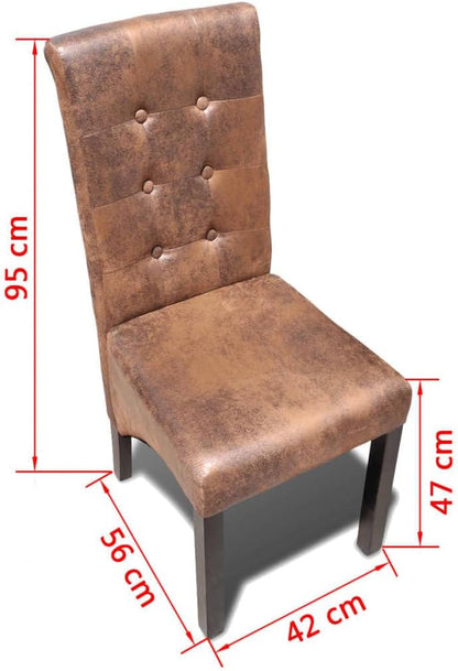 vidaXL 2x Eetkamerstoel Gecapitonneerd Bruin Eetkamer Keuken Stoel Stoelen Set