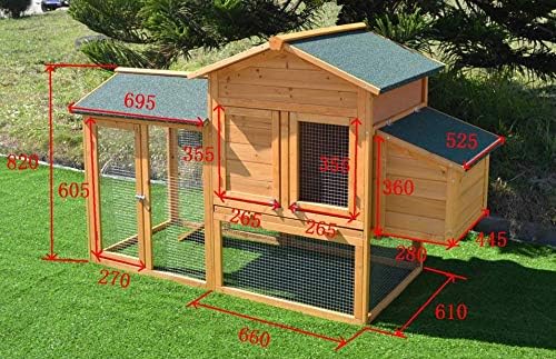 Melko Chicken Coop with Spout for 4-6 Chicken Coop 168 x 75 x 103 cm Chick Coop Chicken Aviary Including Nesting Box with Lid Holder, Weatherproof Impregnated - QUORE