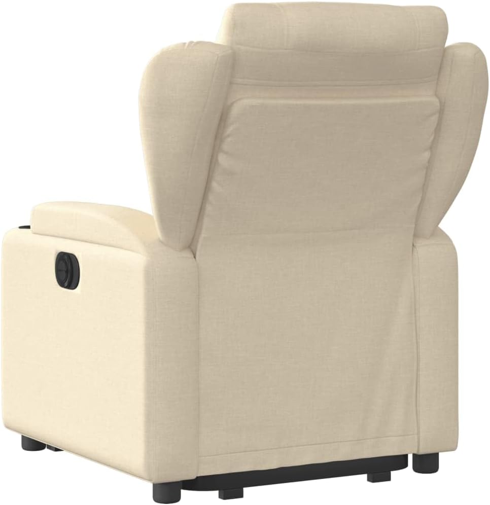 Relaxstoel Met Opstahulp – Elektrische Relaxstoel – Tv-Stoel – Ligstoel – Stoel Voor Woonkamer – Crèmestof Bekleding – Elektrisch Kantelsysteem – Maximaal Kantelen 135 Graden