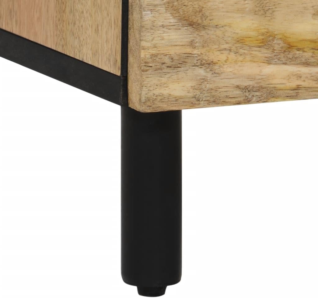Zij-Kastjes – Opbergkast – Dressoirkast – Wandkast – Sideboard – Massief Mangohout – Stevige IJzeren Pooten – Set Van 2 – 60x33x75 cm