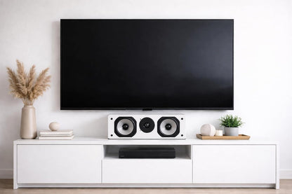 Dynavoice Challenger C-5 Wit. Passieve Center Luidspreker 2 Weg 120W 8 Ohm. Dubbele 5,25 Inch Woofer en 1 Inch Tweeter. Home Cinema HiFi. Bassreflex Achterzijde. VESA 10x10 Compatibel.