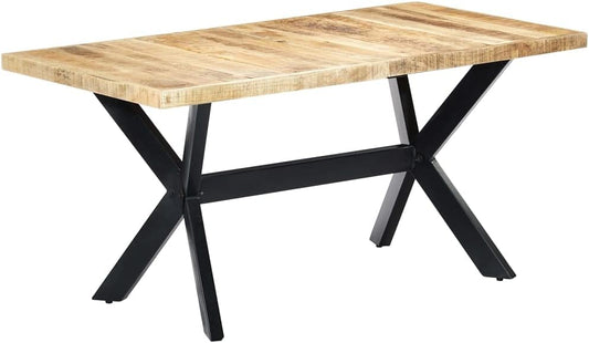 Eettafel – Tafels – Keukentafel – Dinertafel – Tafel – Massief Mangohout – Industrieel Kruisframe – 160x80x75 cm