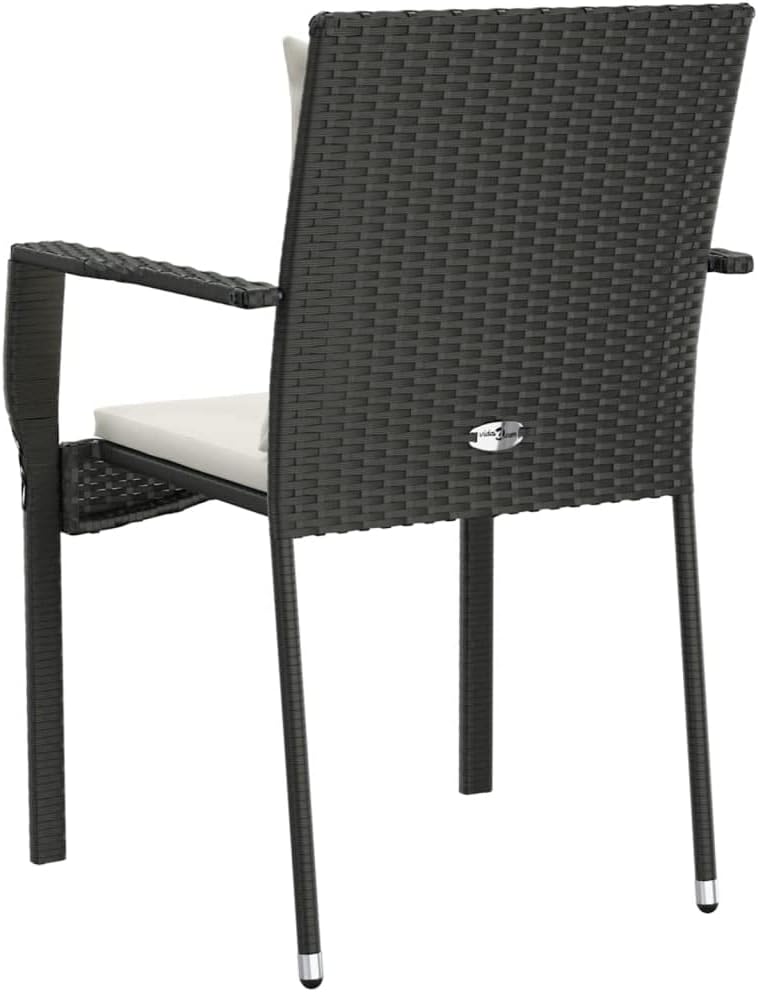 Lounge tuinmeubelen set terrasmeubels balkonmeubels tuinstoelen met kussens 2 stuks. Poly rotan zwart - QUORE