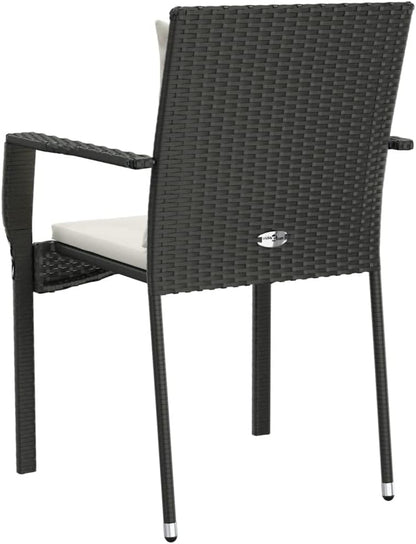Lounge tuinmeubelen set terrasmeubels balkonmeubels tuinstoelen met kussens 2 stuks. Poly rotan zwart - QUORE