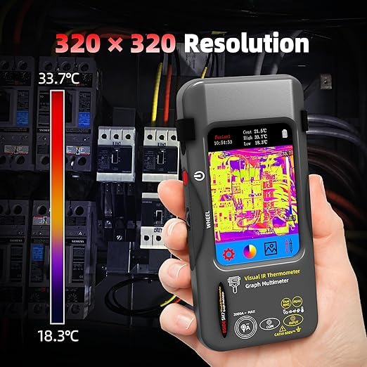 BSIDE SH7 Thermische multimeter 320 × 320 resolutie, 3,98 inch TFT touchscreen, 25 Hz, camera (-20-550 ℃), 15 TRMS beeldvormende pallets