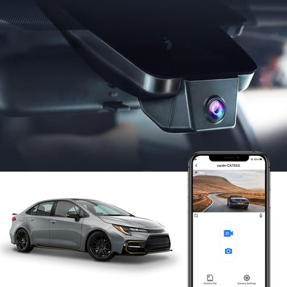 FITCAMX Dash Cam Compatibel met Toyota Corolla L LE SE XLE XSE SE Nightshade Sedan 4D Hybrid 2019-202212th Gen (E210), 4K discrete autorecorder WiFi, G-sensor, OEM eenvoudig te installeren, 64GB-kaart