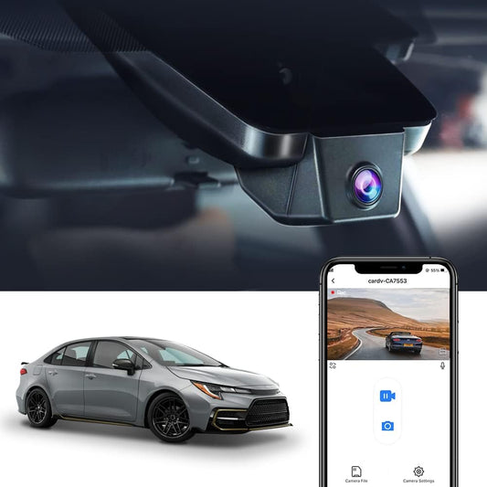 FITCAMX Dash Cam Compatibel met Toyota Corolla L LE SE XLE XSE SE Nightshade Sedan 4D Hybrid 2019-202212th Gen (E210), 4K discrete autorecorder WiFi, G-sensor, OEM eenvoudig te installeren, 64GB-kaart