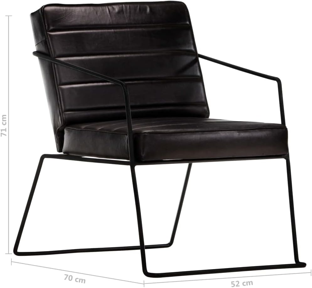 Armchair Black Genuine Leather Lounge Chair TV Chair Recliner Office Chair Chair for Bedroom Living Room Study Office