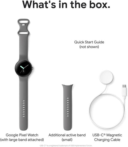 Google Pixel Watch - Android smartwatch met activiteitstracker en analyse - behuizing van roestvrij staal mat zwart met sportarmband kleur vulkanisch zwart, wifi/BT