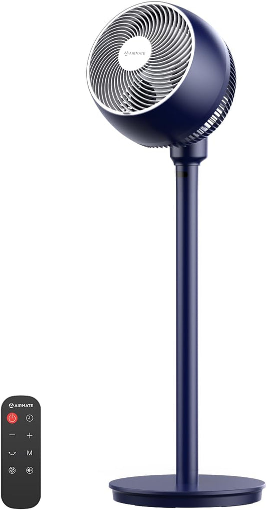 AIRMATE 25 dB staande ventilator, stil, 26 m windafstand, 1600 m³/h luchtvolume, echte turbo-luchtcirculator, in hoogte verstelbaar, ventilator met afstandsbediening, 3 modi/12 standen/12 timers