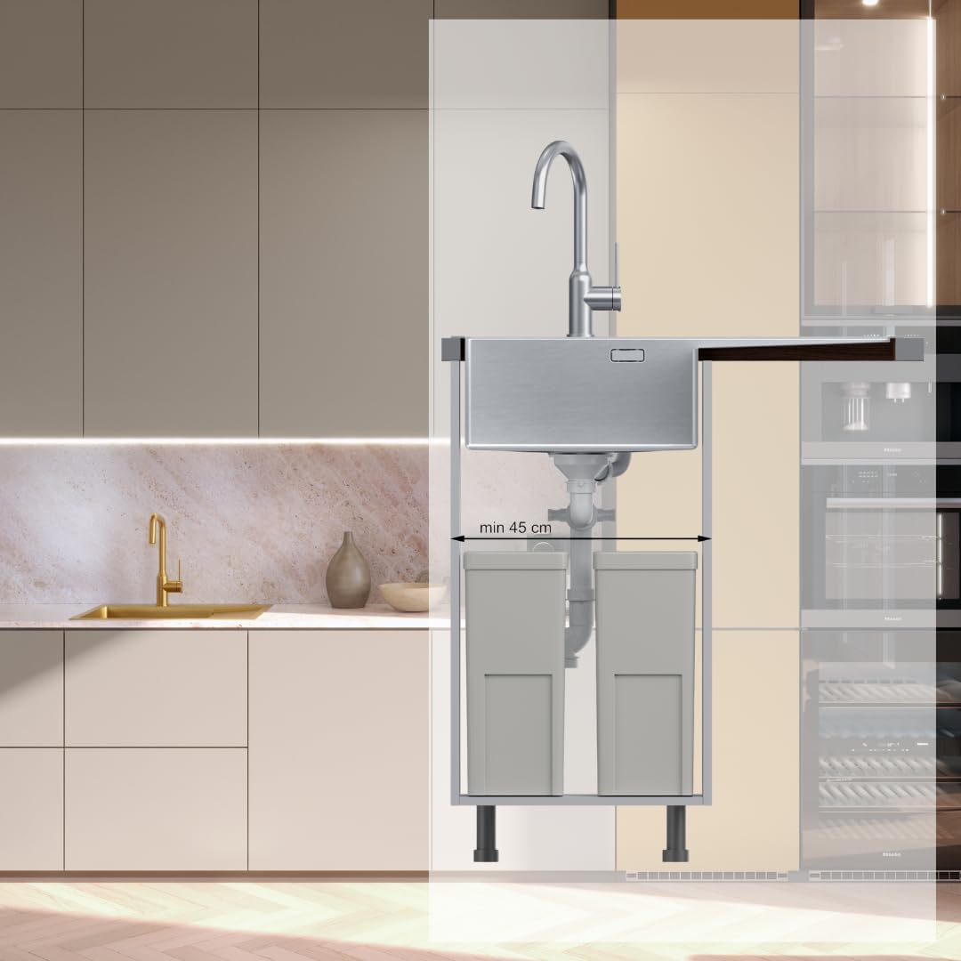 Quadron spoelbak roestvrij stalen spoelbak | afmetingen 62 x 48 x 20 cm kleur: staal | spoelbak Russel 116 enkele wastafel keukenspoelbak met stalen kamer roestvrij stalen spoelbak | met sifon en