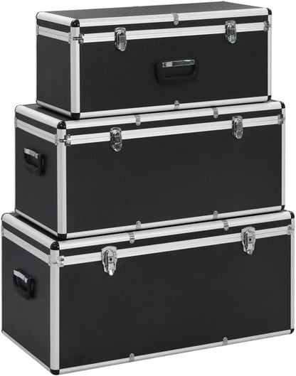 vidaXL Opbergkoffers 3 st aluminium zwart